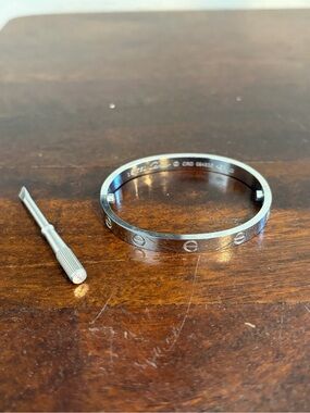 Silver Screw-Accent Bracelet with Screwdriver